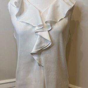 Ann Taylor White Ruffle Blouse